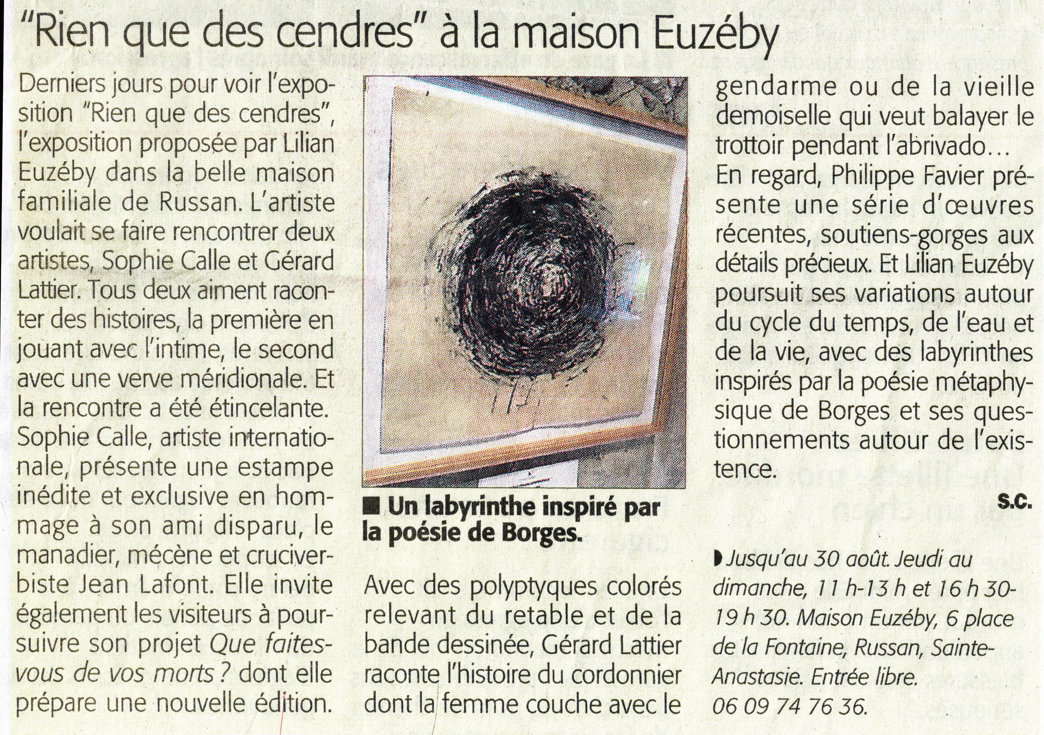 Art. Rien que des cendres (Midi libre S.C.)